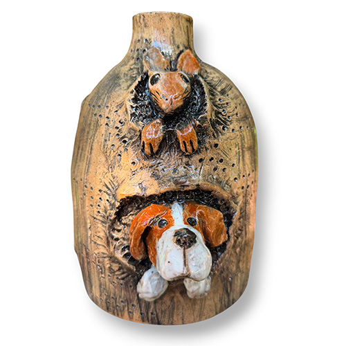 Breezy 8" Dog & Rabbit Georgia Folk Pottery DP6339 SOLD